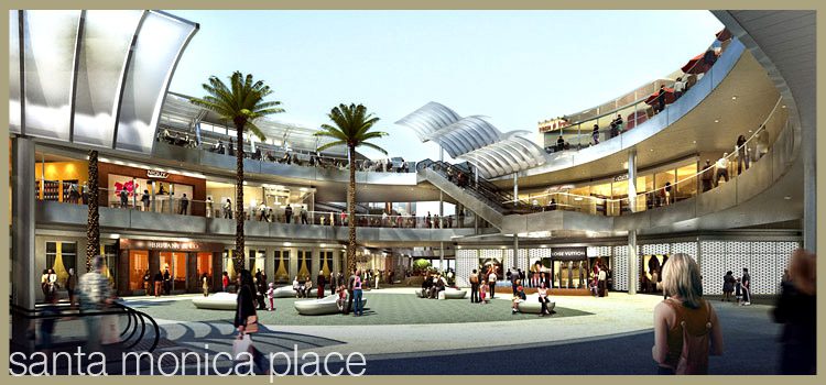 A rendering of a shopping mall in santa monica, california.